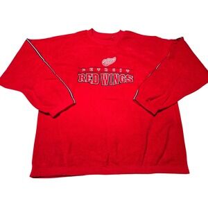 Detroit Red Wings Fleece Sweatshirt Mens Red‎ Embroidered Pullover Hockey NHL XL